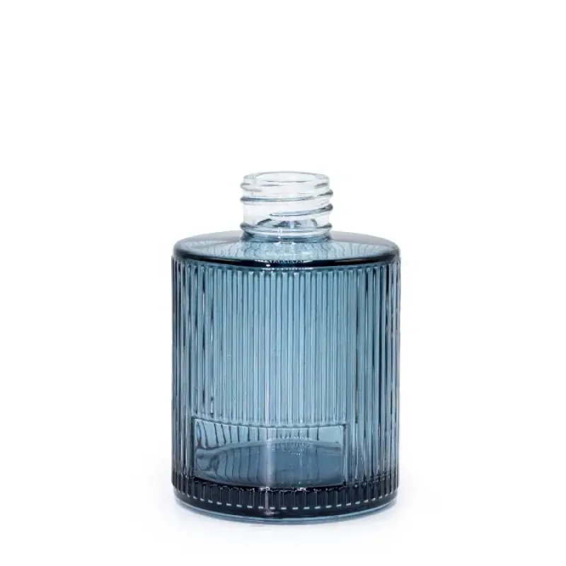 Botella redonda acanalada para difusor de varillas de 150 ml  - Azul ahumado
