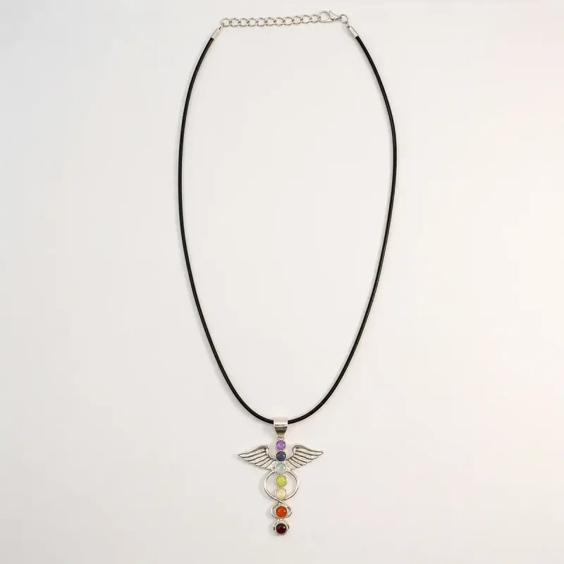 Colgantes devocionales de la India - Baño de plata (cordón de 45 cm) - Ángel Chakra