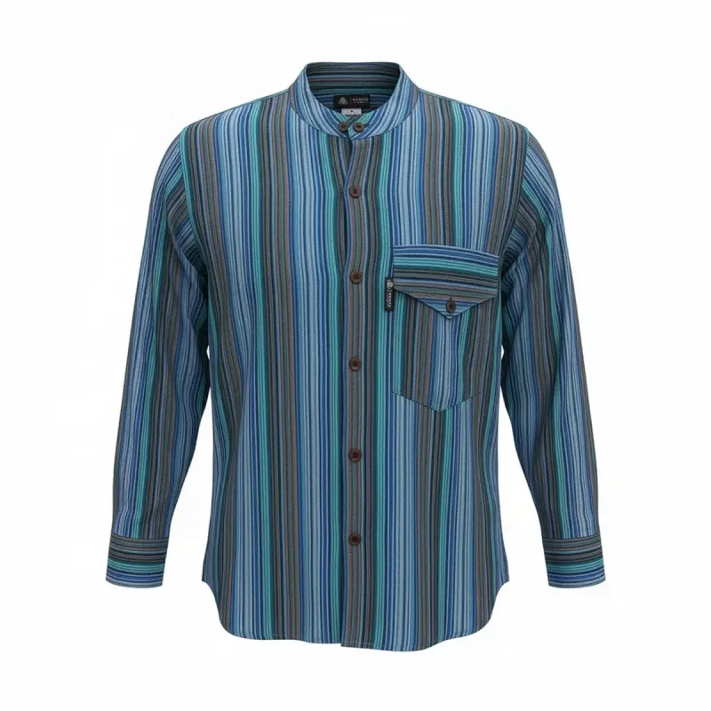 Nomad Sari Grandad Shirt - Turquesa - Mediano