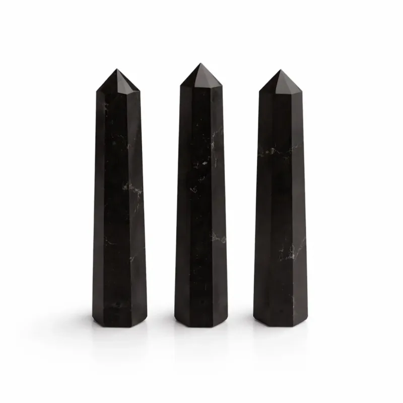 Punta obelisco de seis caras de piedra preciosa, aprox. 11 cm - Turmalina negra