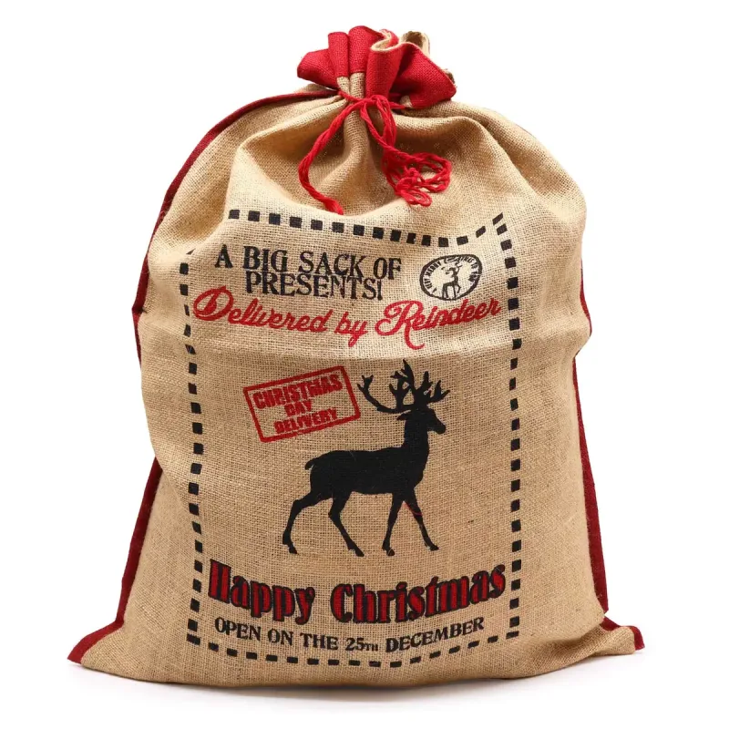 Saco de yute santa - Deliveried By Reindeer