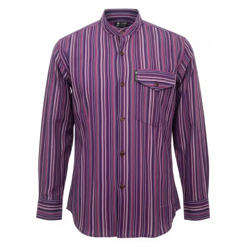 Nomad Sari Grandad Shirt - Negro Púrpura - XL