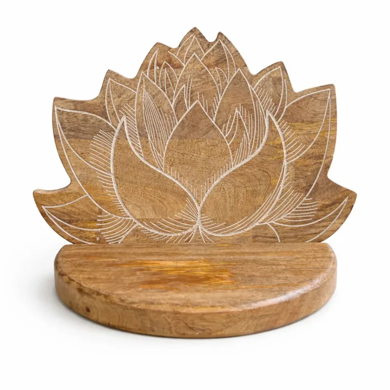 Estante de pared Lotus con acabado lavado blanco