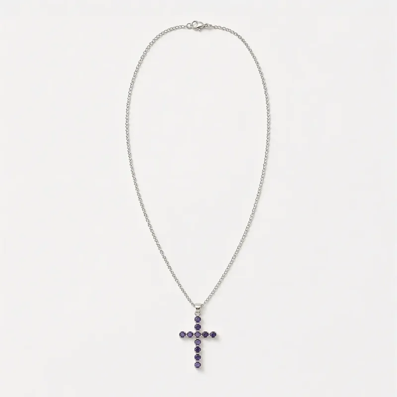 Colgante devocional de la India - Plateado con baño de plata (cadena de 45 cm) - Crucifijo Ionite