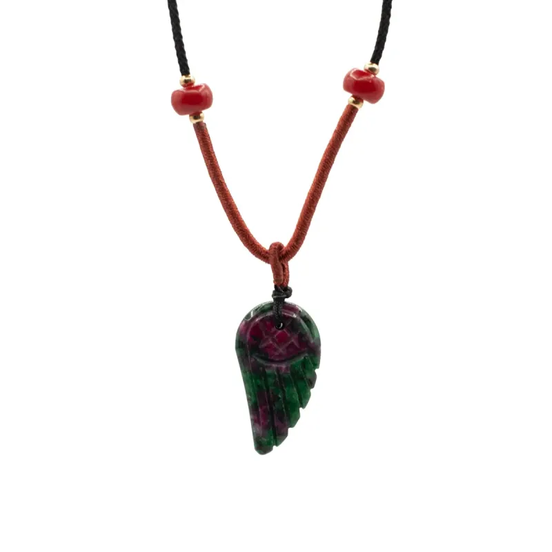 Collar de cuerda colgante de piedra preciosa - Morganita ala de ángel