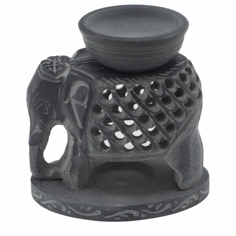 Quemador de aceite de esteatita 10,5 cm - Elefante de pie