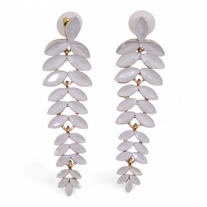 Pendientes de Cristal Vintage - Largo - Perla