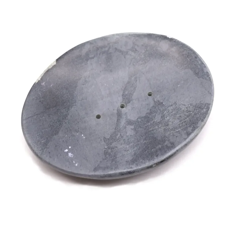 Jabonera de Esteatita Gris 10x12cm - Óvalo Clásico