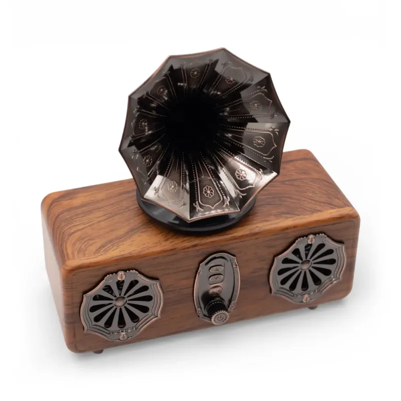 Altavoz de gramófono doble mini retro - Bluetooth - 5,4 vatios x 2