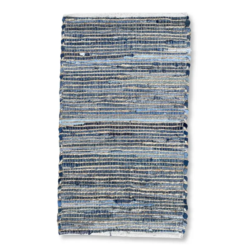 Alfombra mediana de yute de algodón reciclado - 90x150cm - Azul