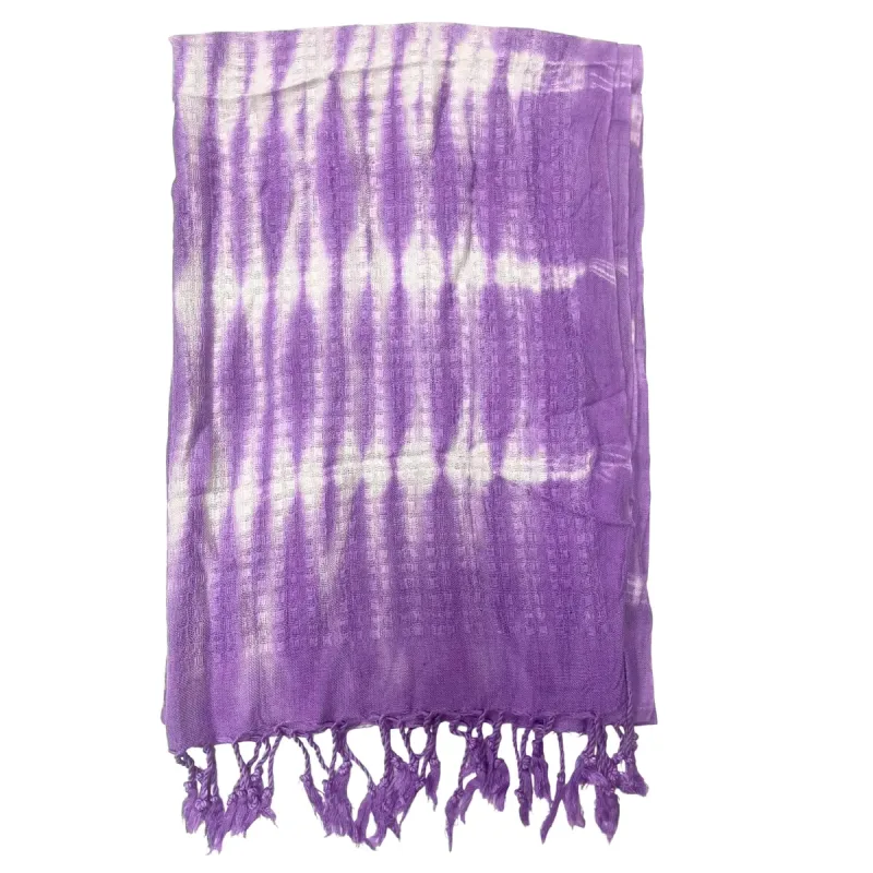Estola/Bufanda Boho Java Art - Rayas lavanda & Motivo - 62 x 200 cm