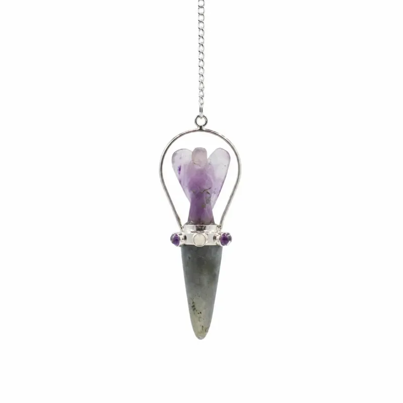 Veilwalker - Péndulo de ángel de dos piezas - Pulsera de chakras - Labradorita y amatista