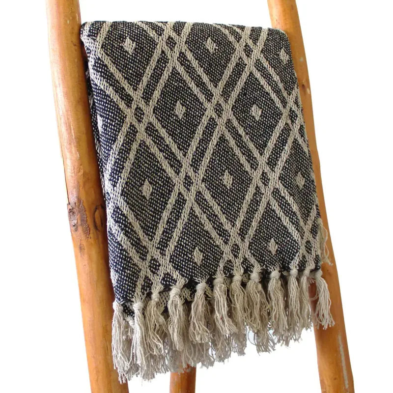 Mantas Boho Comfort - Negro y Beige Regency