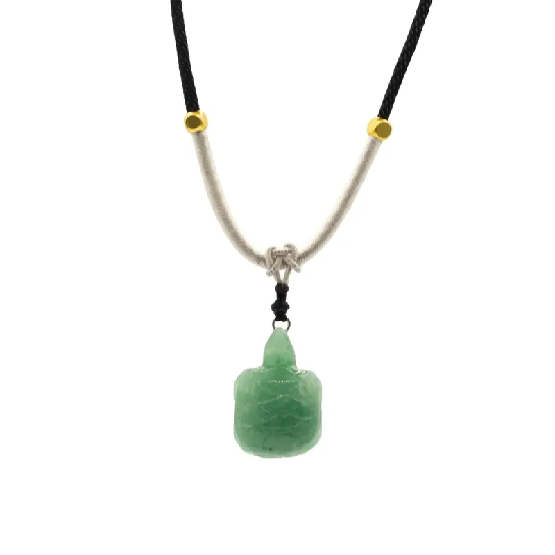 Collar de cuerda Colgante de piedra preciosa - Tortuga de jade