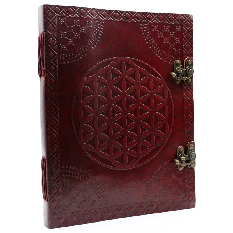 Libro de cuero Flor de la Vida — grande, 200 páginas