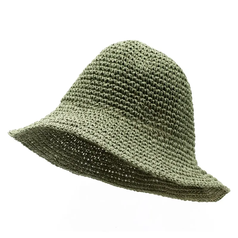 Nomad Sari Sombrero de sol de paja flexible - verde musgo