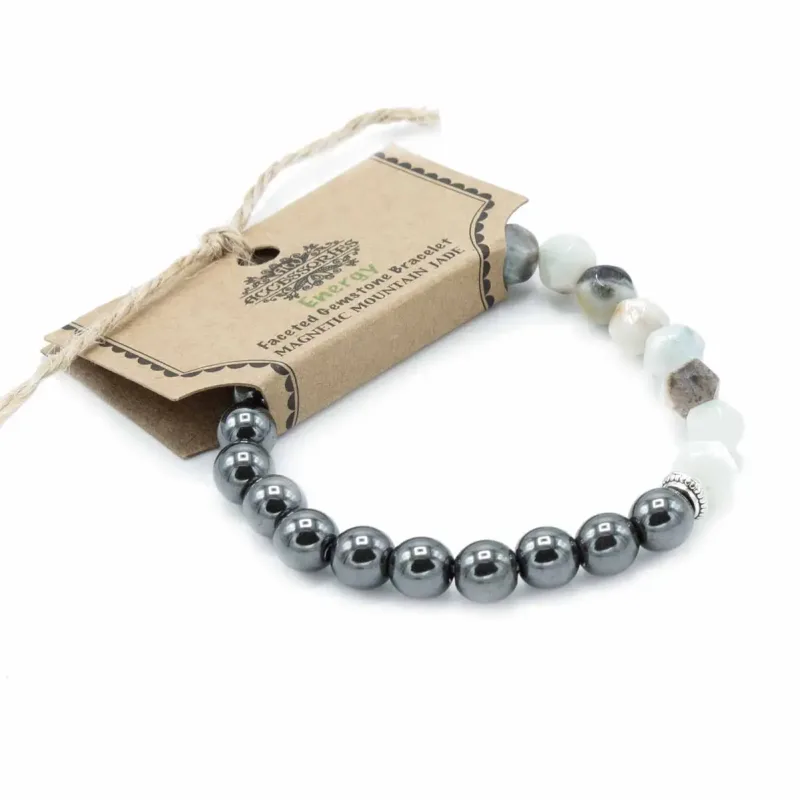 Pulsera de Piedra Preciosa Tallada - Jade de Montaña Magnético