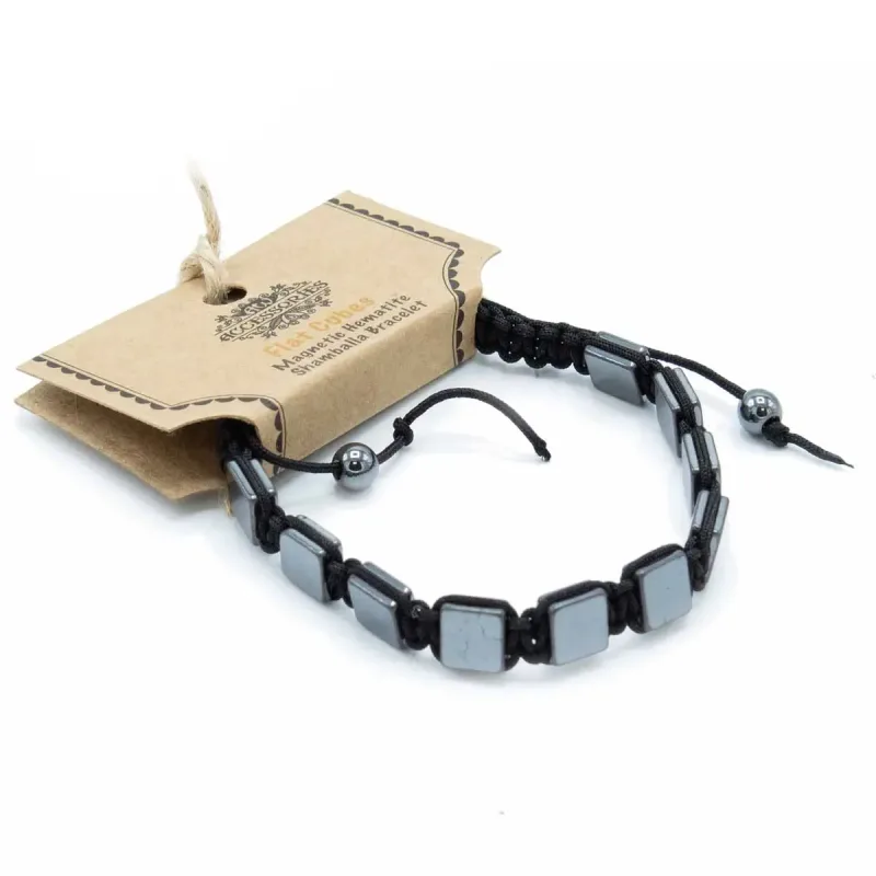 Pulsera Magnética Shamballa de Hematita -  Cubos planos