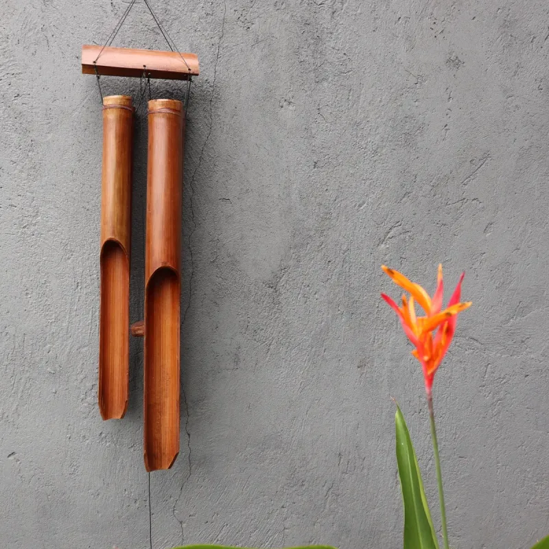 Campanilla de bambú - Acabado natural - 4 tubos grandes