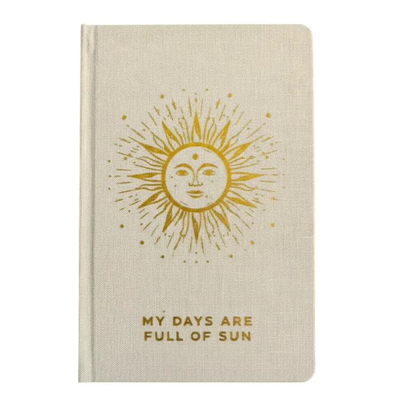Diario de gratitud marfil con ribete dorado - 120 páginas - Mis días están llenos de sol