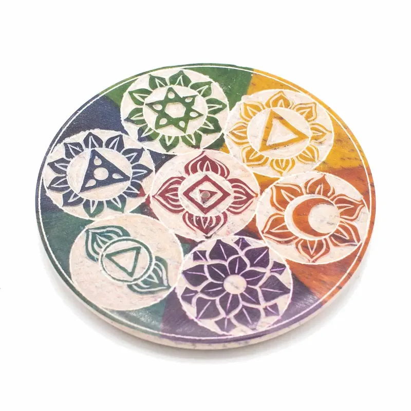 Porta Incienso de Cono en Disco de Esteatita 10 cm – Siete Chakras