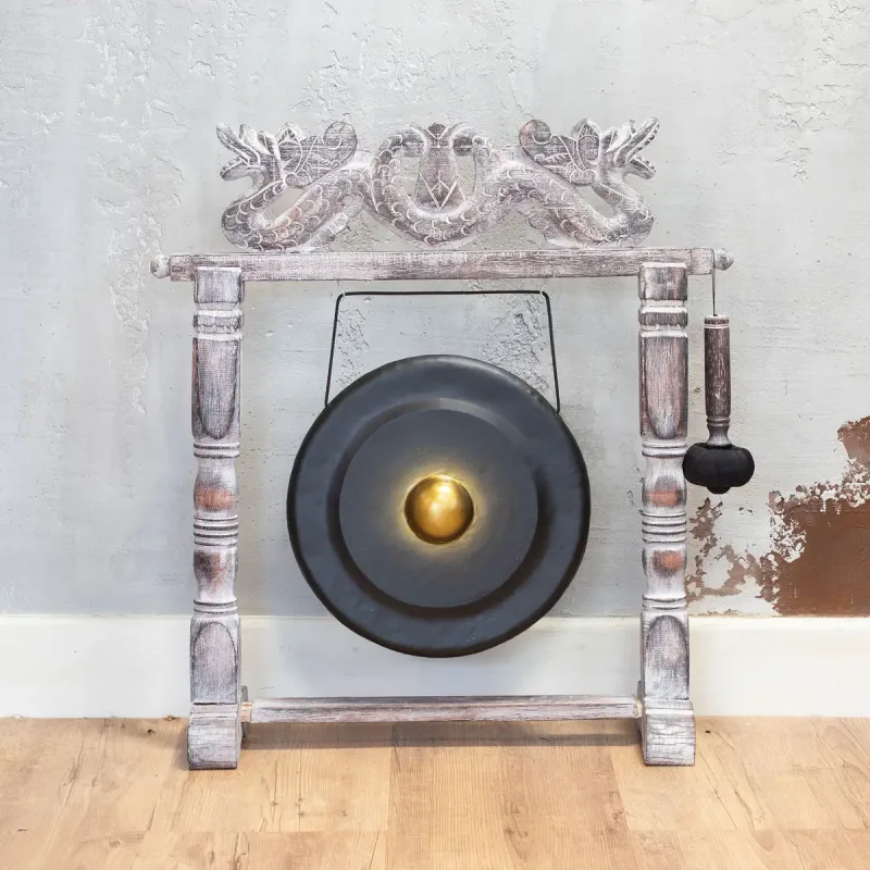 Gong de Meditación Mediano con Soporte - 35cm - Negro