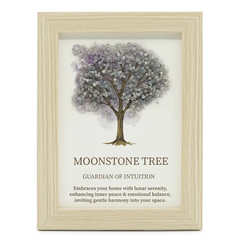 Cuadro de piedra preciosa - Árbol de la Vida - Piedra lunar (20x14.7x1cm)