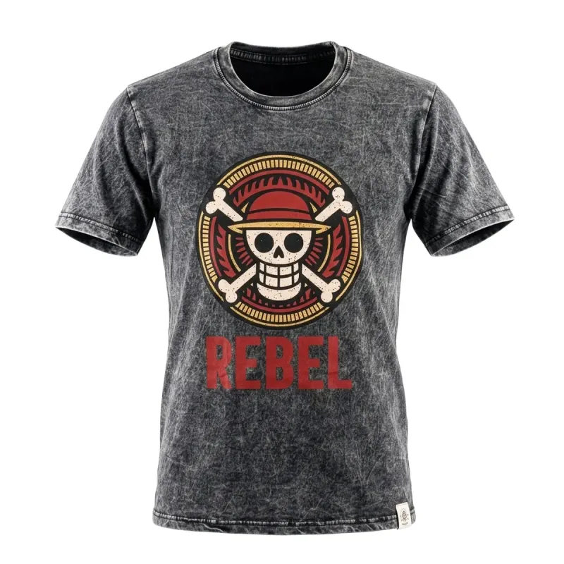 Nomad Sari Camiseta de algodón lavado a piedra - Rebel - Carbón - Pequeño