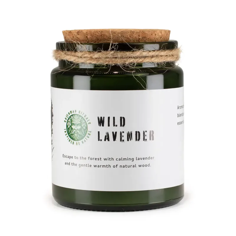 Vela de soja Woodwick Greenman - Lavanda Silvestre