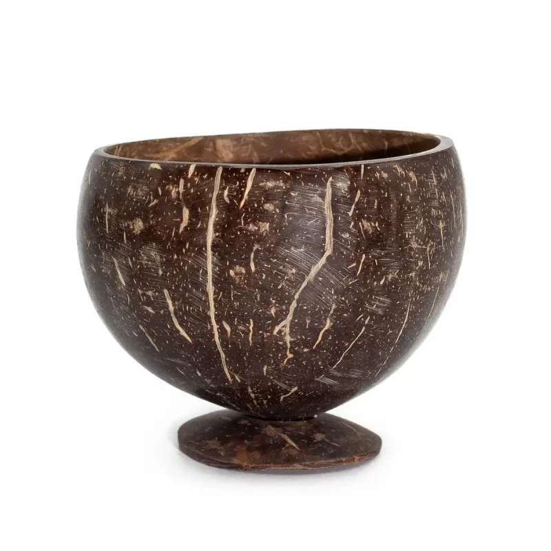 Pequeño tazón de coco natural con soporte