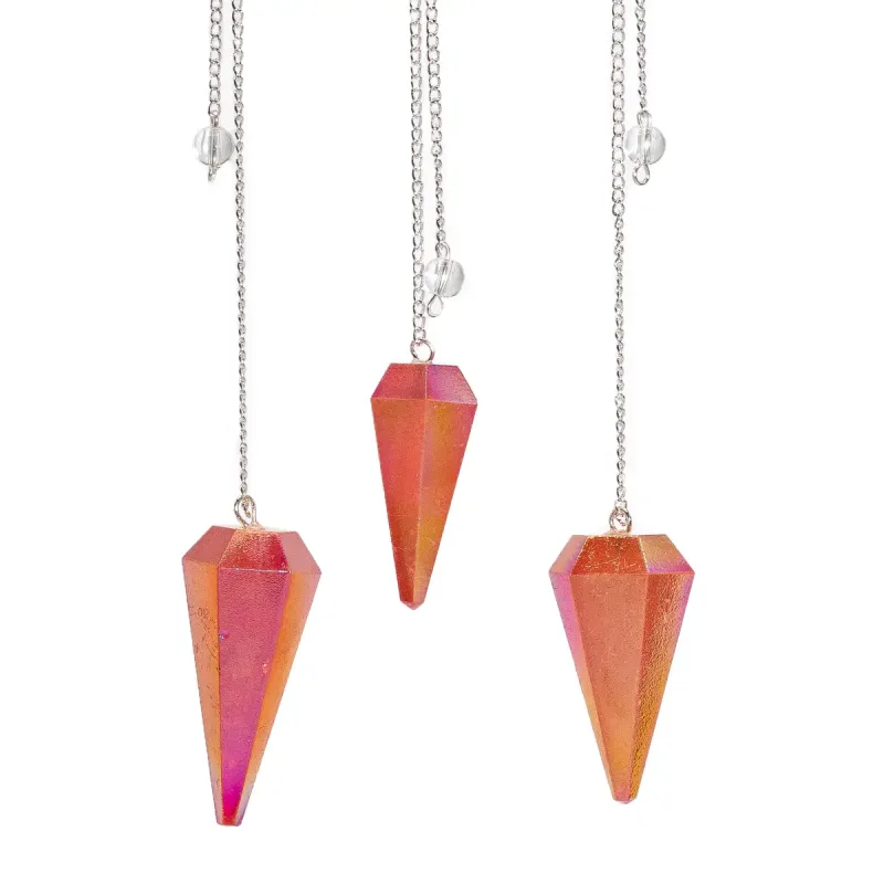 Péndulo de seis caras - Aurora Cristal Durazno - 4 cm