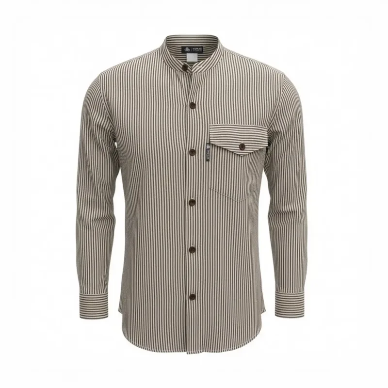 Nomad Sari Grandad Shirt - Piedra Gris - Mediano