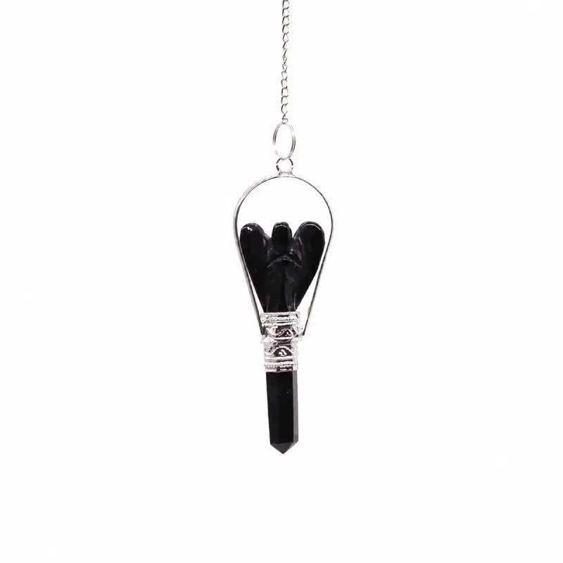 Péndulo de ángel con anillo de ágata negra