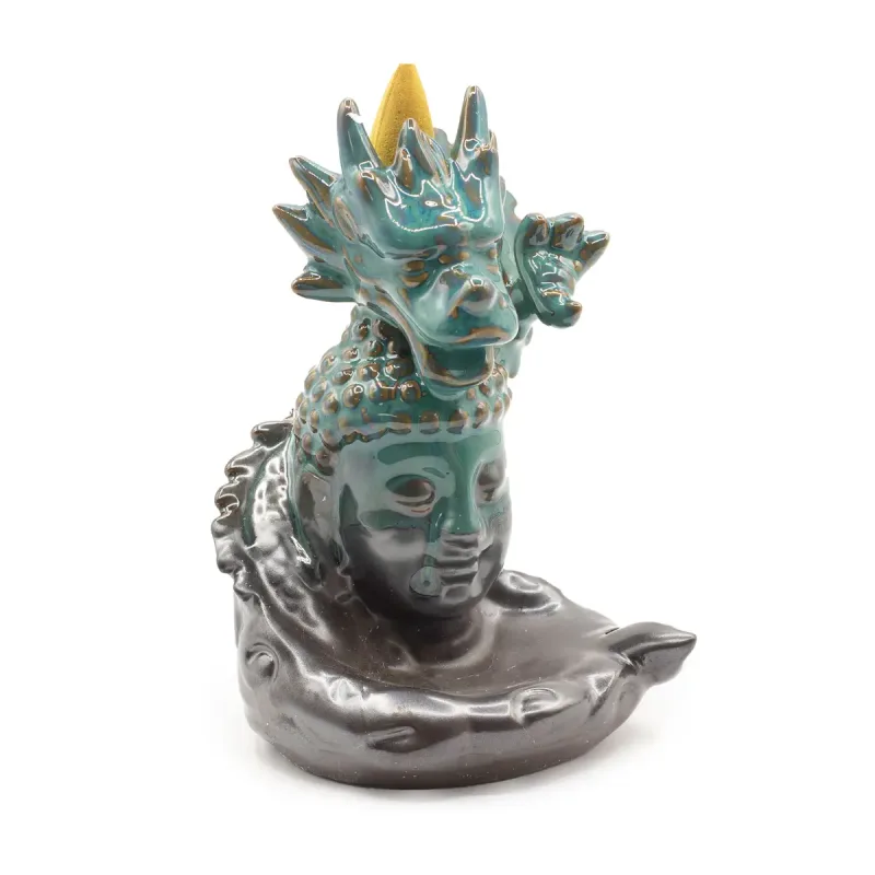 Quemador de incienso de flujo inverso - Dragón sobre Buda