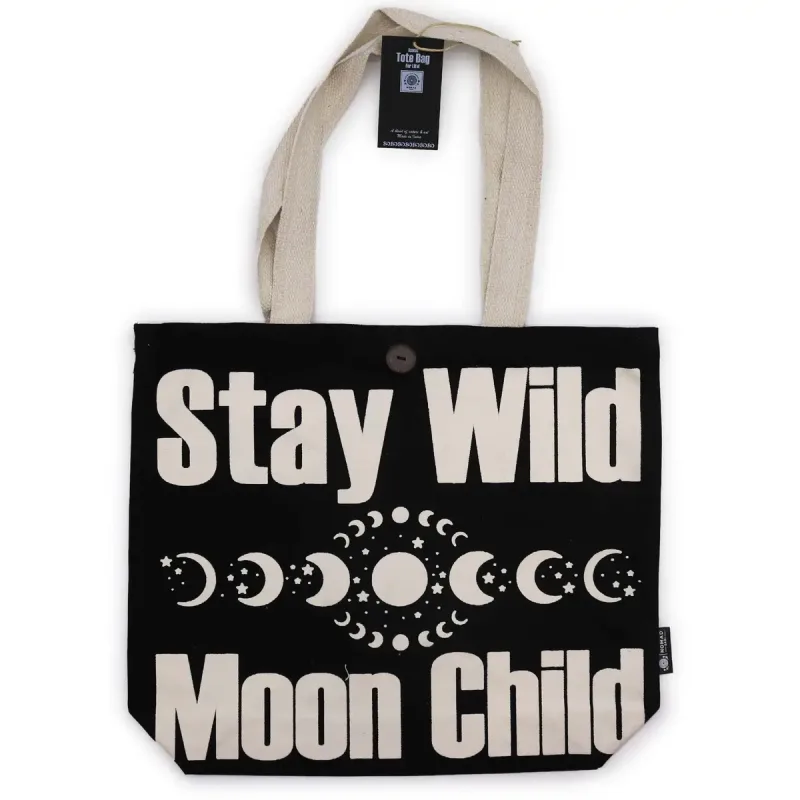 Bolso Básico Icónico - Mantente salvaje, niño con ánimo - Negro natural 10 oz (36 x 43 x 10 cm)
