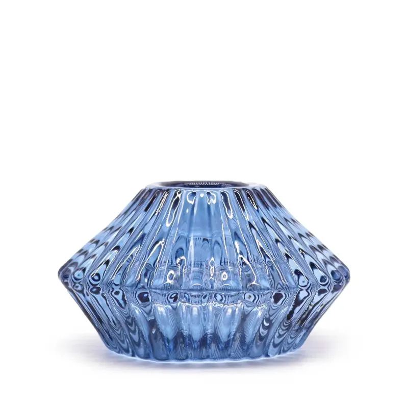 Portavelas reversible con diseño de flor para cena / vela de té - Azul