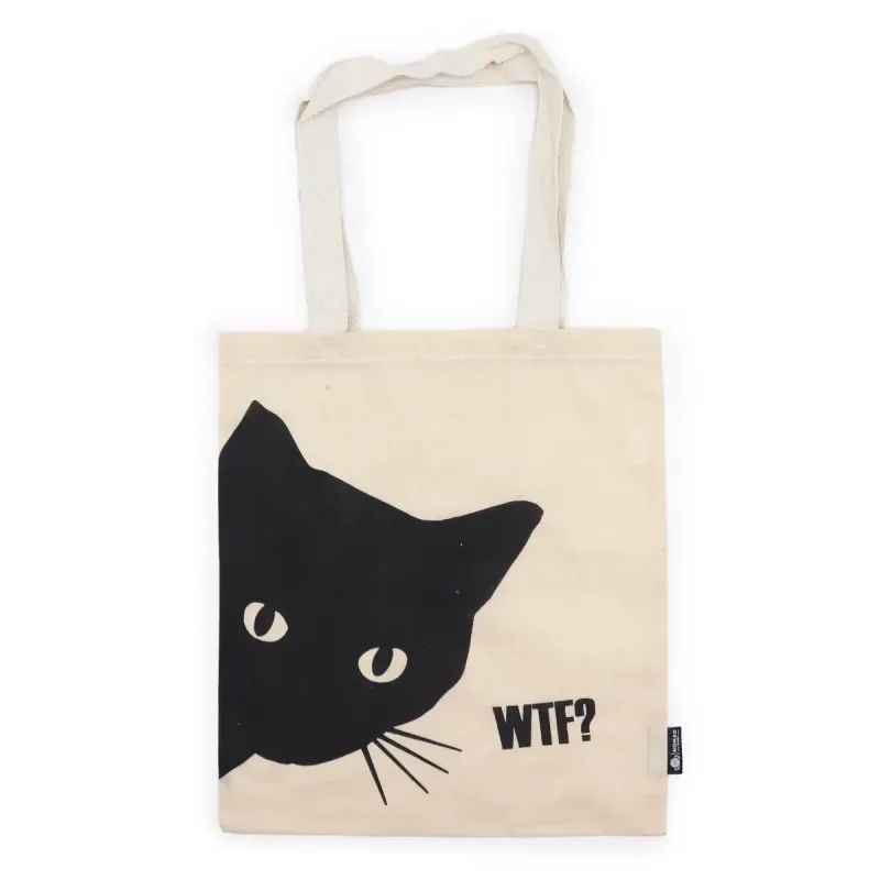 Bolso Básico Icónico - Gato Negro - (40x36 cm) - Algodón Natural 4 oz
