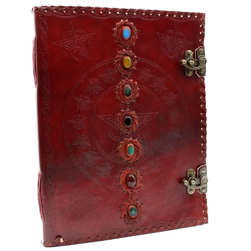Libro Grande de Cuero de los 7 Chakras - 10x13