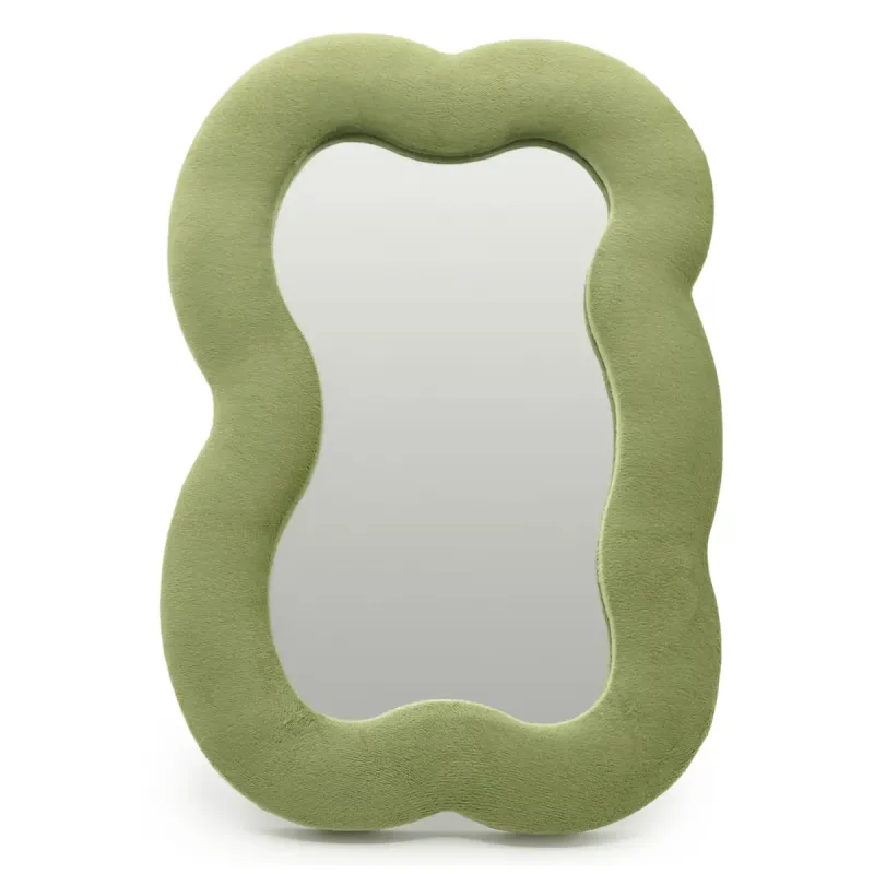 Espejo suave ondulado - Nube grande - Verde musgo (33.4x23.5x2.3cm)