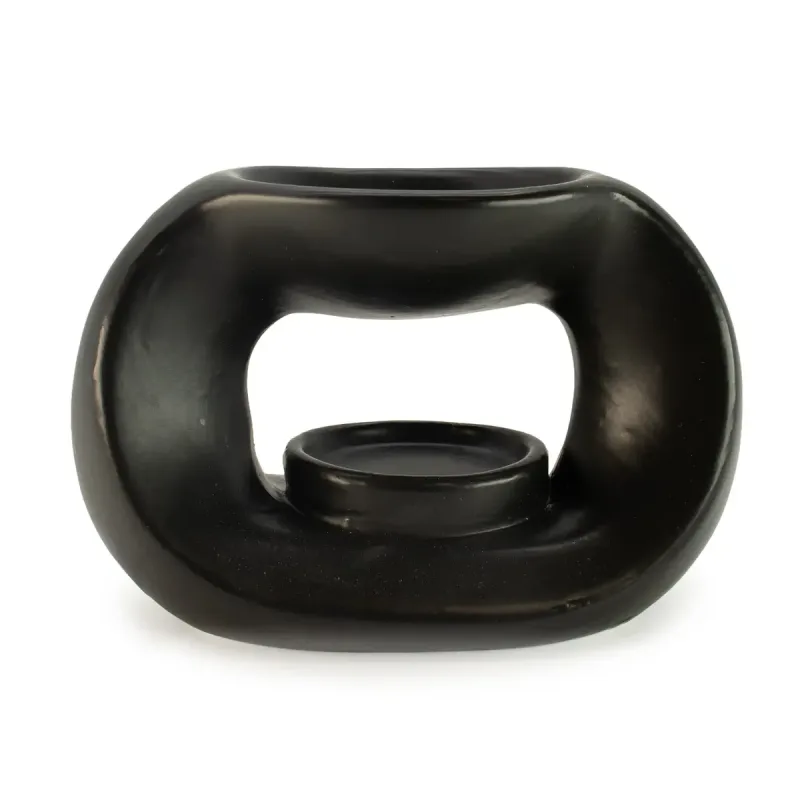 Quemador de aceite Zen cerámico - guijarro ovalado - negro mate