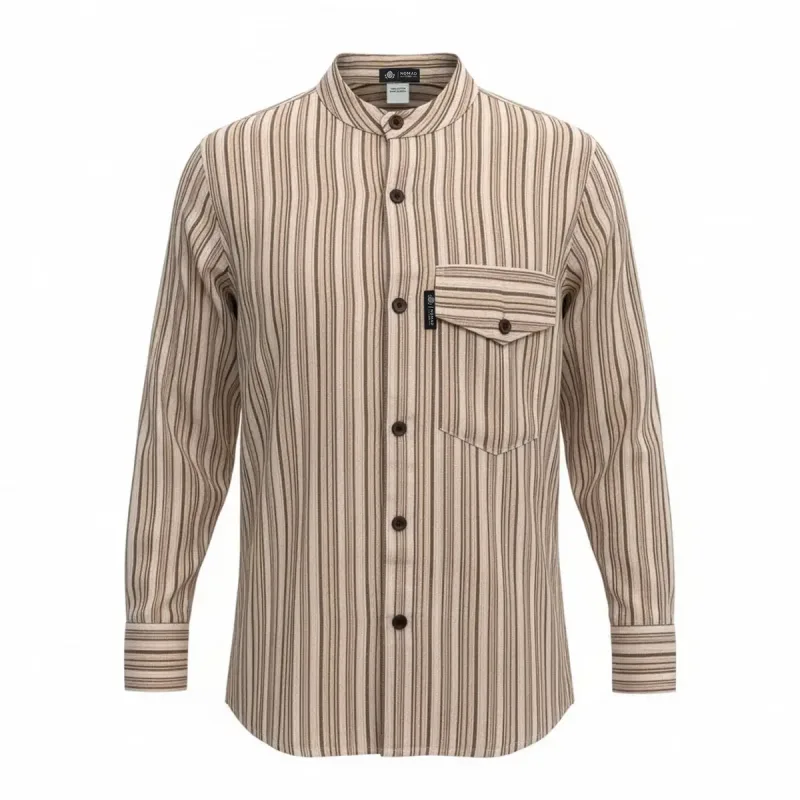 Nomad Sari Grandad Shirt - Marrón Beige - Grande