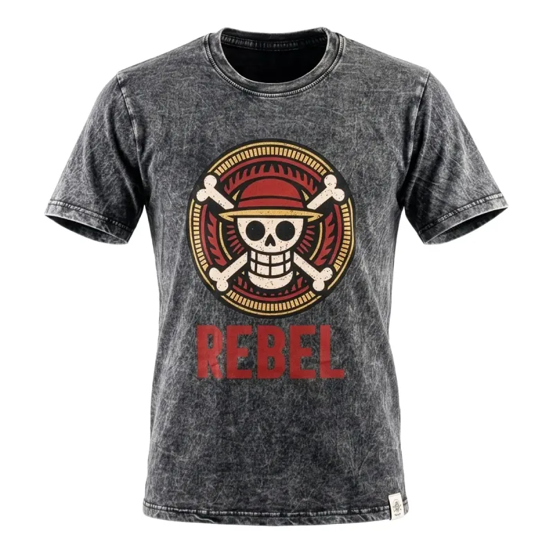 Nomad Sari Camiseta de algodón lavado a la piedra - Rebel - Carbón - Mediano