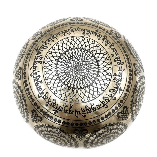 Cuenco Tibetano Curativo Grabado - 21cm - 7 Chakras y Flor de la Vida - Imagen 4
