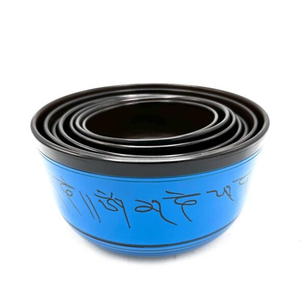 Juego de Cuenco Tibetano Lrg - Movimiento de Yoga - Blanco/Azul 14cm